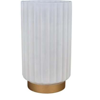Glass Astoria Ribbed Vase White